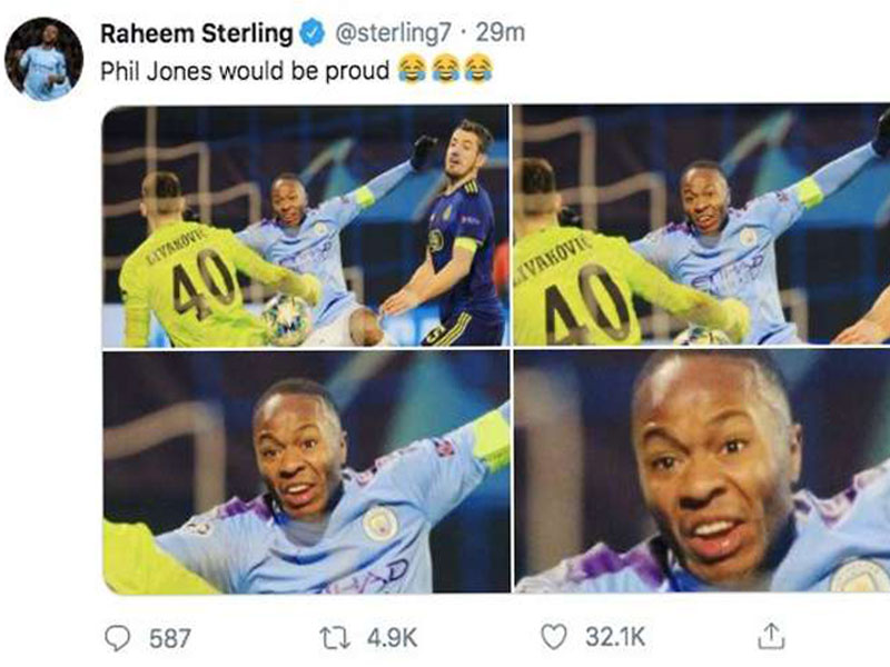 Raheem Sterling gave some friendly banter against his rival club.